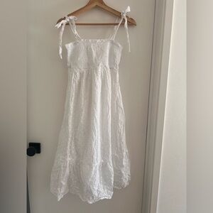 White summer tie up dress